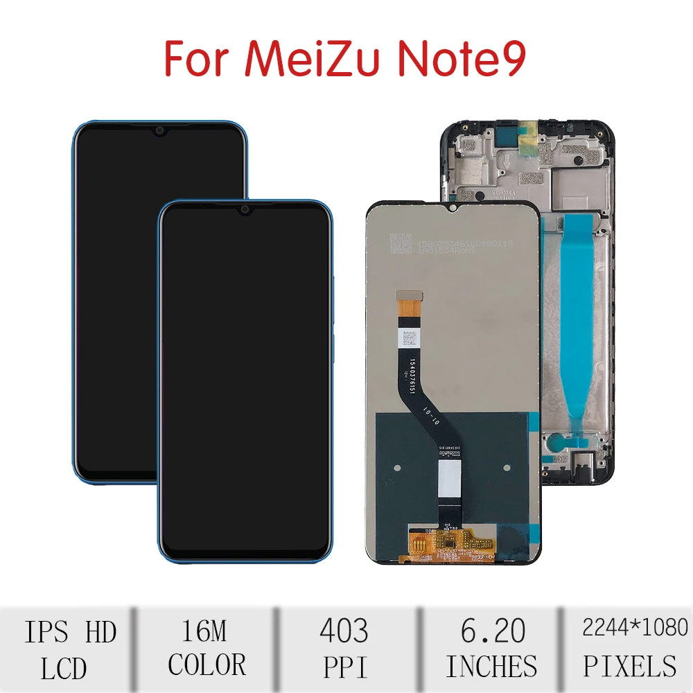 6," для MEIZU Note 9 lcd кодирующий преобразователь сенсорного экрана в сборе для Meizu Note 9 дисплей с заменой рамки Note9 M822Q