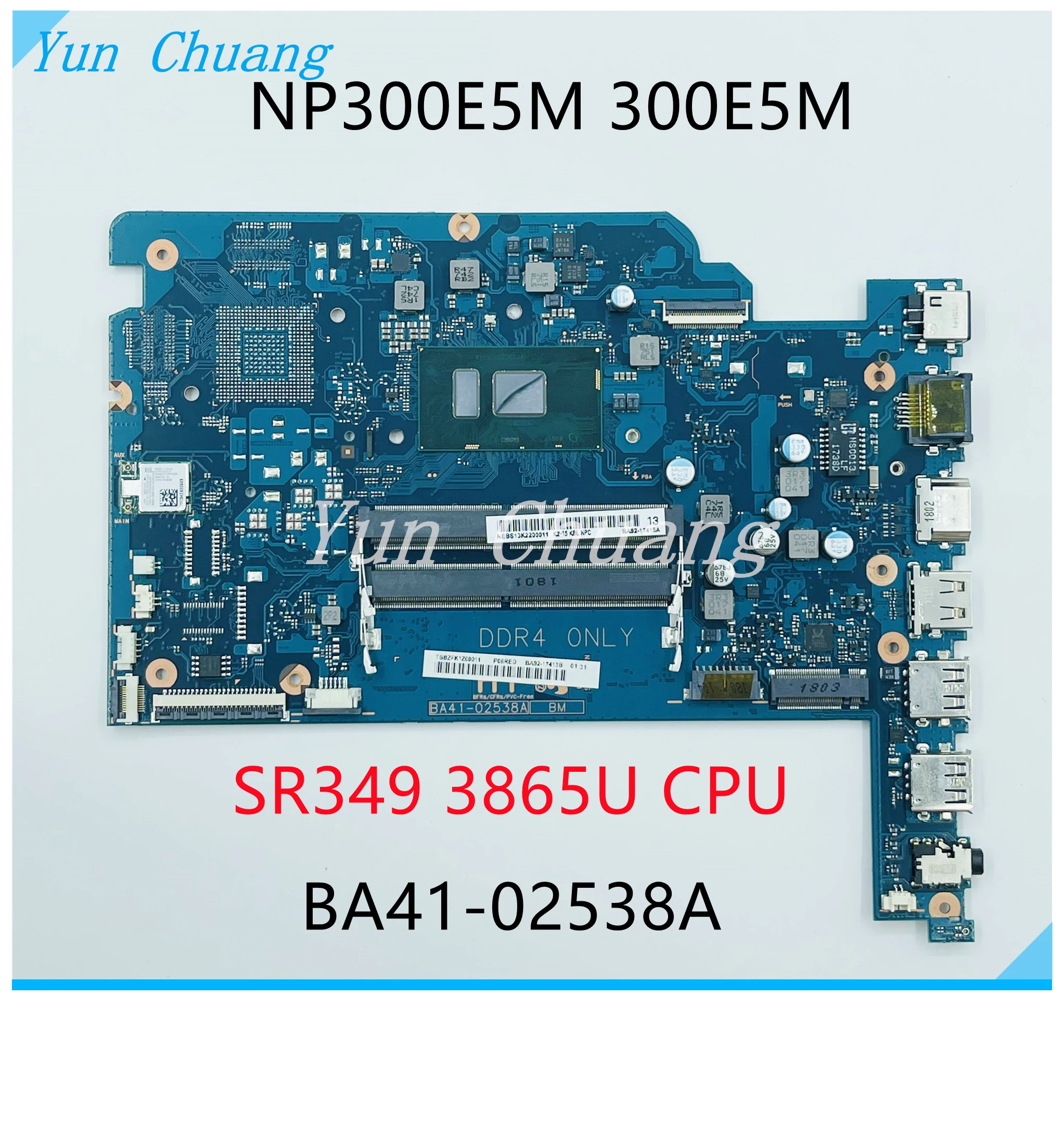 BA41 02538A BA92 17413A BA92 14713B 300E5M Laptop Motherboard mainboard Para Samsung NP300E5M SR349 3865U CPU DDR4 100% trabalho de teste