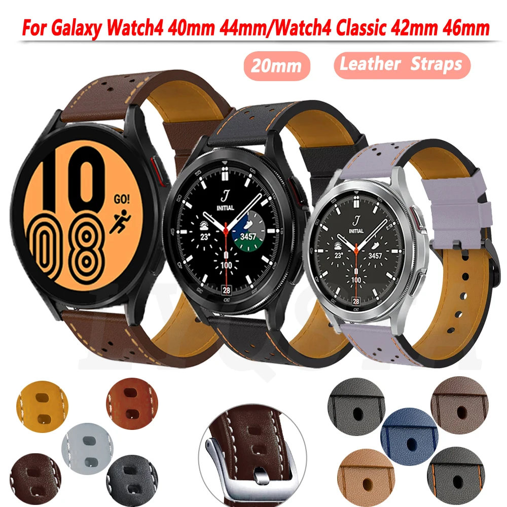 

Ремешок 20 мм для смарт-часов Samsung Galaxy Watch 4 Classic 46 мм 42 мм, спортивный браслет из натуральной кожи для автолюбителей, 갤4 트44 мм 40 мм, браслет
