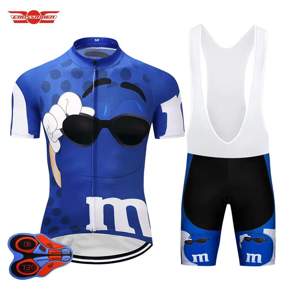 Crossrider Funny Cycling Jersey MTB Mountain bike Clothing Men Short Set Ropa Ciclismo Bicycle Wear Clothes Maillot Culotte - Цвет: Jersey and bib pant