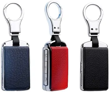 

Leather Key Fob Skin Keyless Metal Key Cover Case Keychain Keyring Fit for Volvo XC60 XC90 XC40 S90 V90
