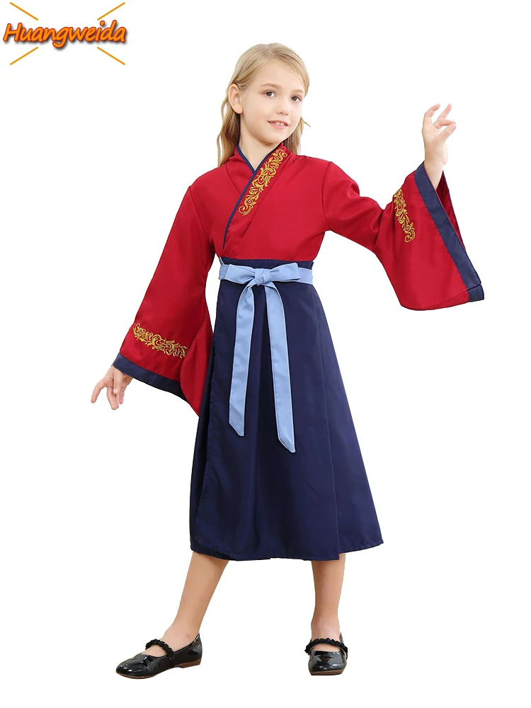 Платья Mulan костюмы для девочек детские на Хэллоуин детей косплей Мулан аниме