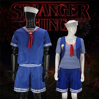 

The Movie Stranger Things 3 Robin Scoops Ahoy Navy Sailor Uniform Cosplay Costume Outfit Full Set Blouse Pants Suit Halloween