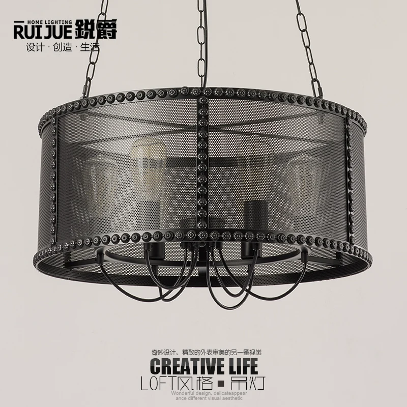 wrought iron iron mesh cages industrial retro nostalgia pendant lamp E27 110-240V Chain Pendant lights for Parlor Dining room