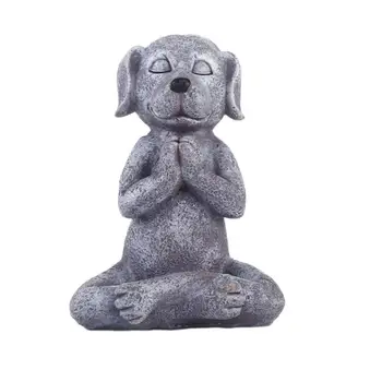 

Meditation Dog Statue Delicate Decor Crafts Collectable Resin Small Statues Home Office Desktop Ornament Garden Porch Decoration