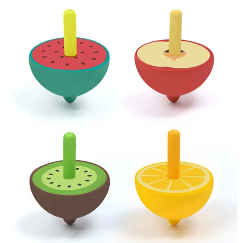 Lovely Colorful fruit gyro apple lemon watermelon Kiwi manual wood rotating Kids Spinning Tops toys children gift | Игрушки и хобби