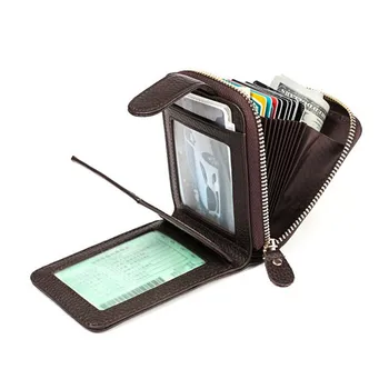 

Multi-function Card Package Black Light Gold Cowhide Men's Driver's License Card Package Korean Version Of The Zipper Wallet