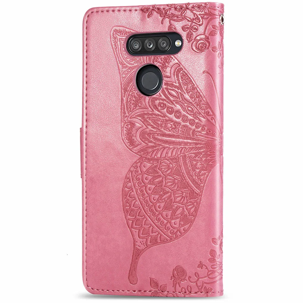 Кожаный чехол-книжка для LG K50S, чехол с бабочкой и цветком, чехол-кошелек для LG K50 s, чехол для телефона