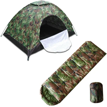 

Outdoor Camouflage Camping Tent Waterproof Camping Sleeping Bag Portable Camping Equipment Set for Outdoor Traveling Hiking
