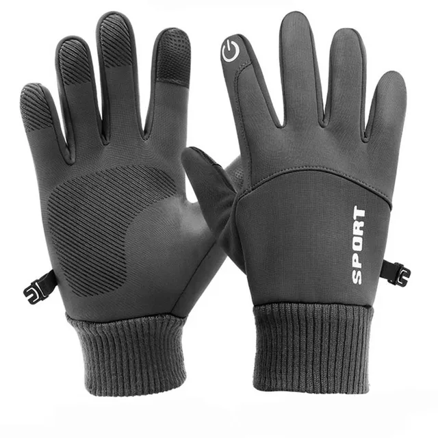 Winter Waterproof Men's Gloves Windproof Sports Fishing Touch Screen Driving Motorcycle Ski Non-slip Warm Cycling Women Gloves dark gray