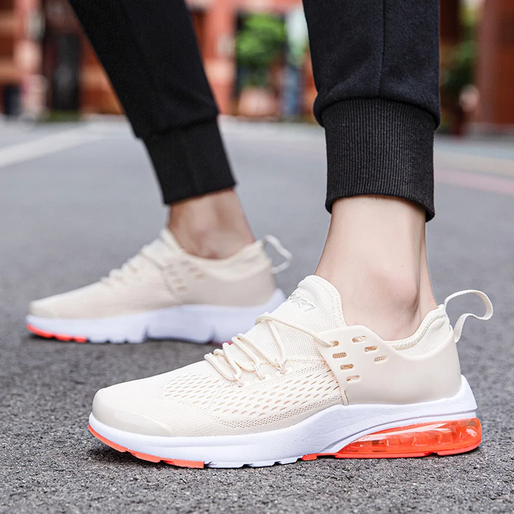 Дышащая обувь из сетчатого материала для пары; повседневная обувь на шнуровке; Студенческая спортивная обувь для бега на плоской подошве; большие размеры; zapatillas hombre