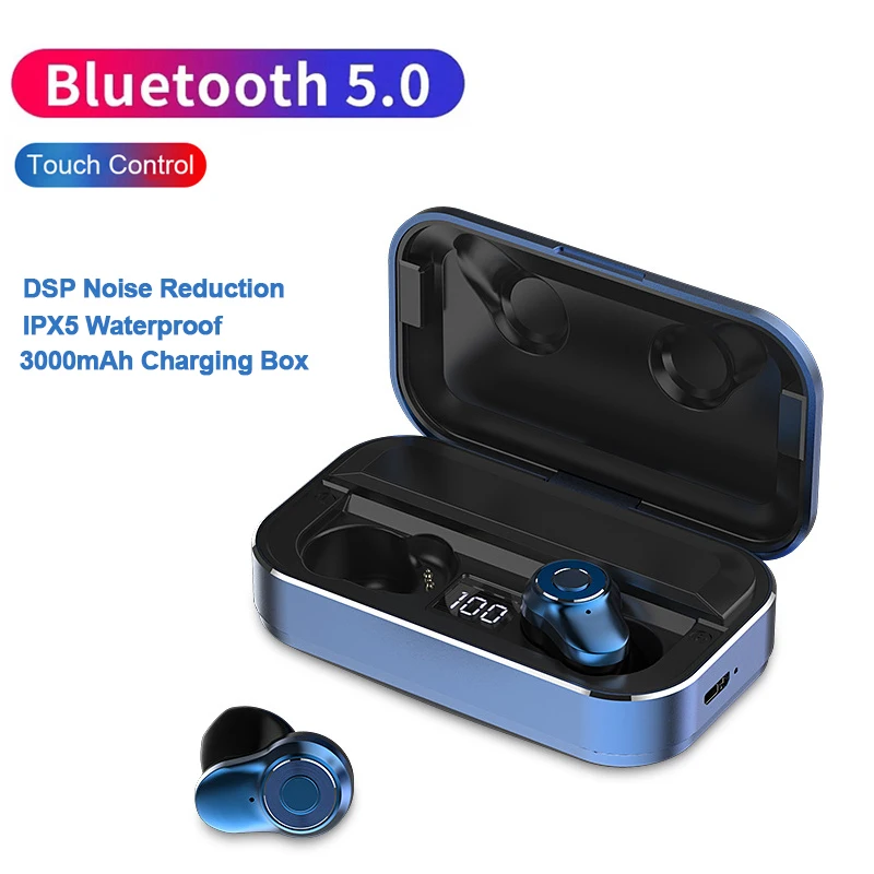 

bluetooth Earphone DSP Noise Reduction TWS Wireless bluetooth 5.0 Stereo Earphone LED Display Sports Waterproof Earbus