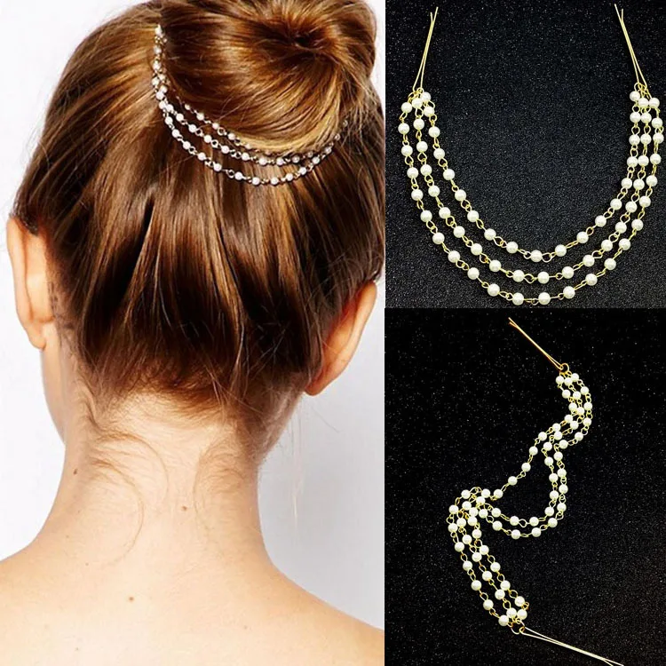 

Hair accessory Women 2020 Exquisite Multi-storey Pearl Tassels Disc Hair Hairpin Hair Decorate Hair Comb Edge Clamp