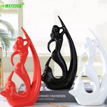 

Mermaid Ceramic Decoration Abstract Character Sculpture Crafts Couples Gifts Wedding Shooting Props Home Decoration Accessories
