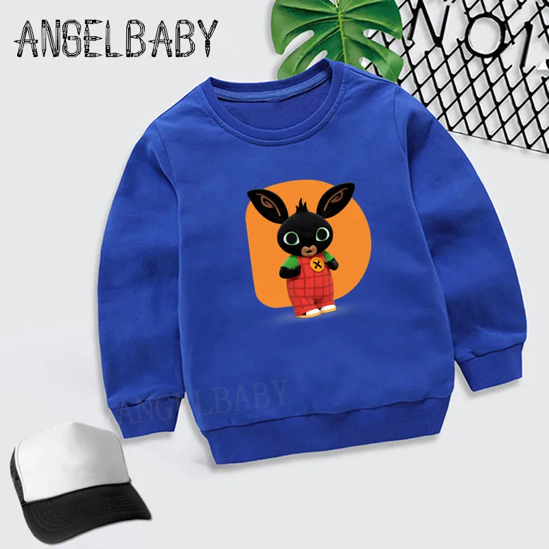  Boys Girls Sweatshirt Kids Bing Rabbit/Bunny Cartoon Print Hoodies Children Autumn Tops Baby Cotton