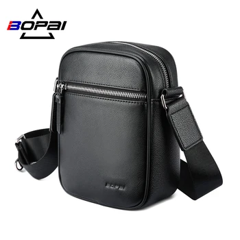 

BOPAI Cow Leather Crossbody Bag Light Casual Handbags Small Flap Messenger Bags For Men Shoulder Bag Large Capacity