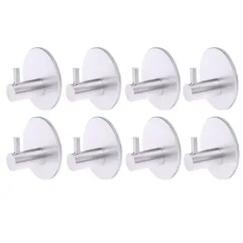 

8 Pcs Round Self Adhesive Hooks Home Kitchen Wall Door Hook Clothes Coat Bag Key Hanger Bathroom Towel Holder Storage Aluminum