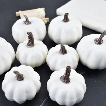 

12Pcs Artificial White Pumpkins Halloween Artificial Fall Thanksgiving