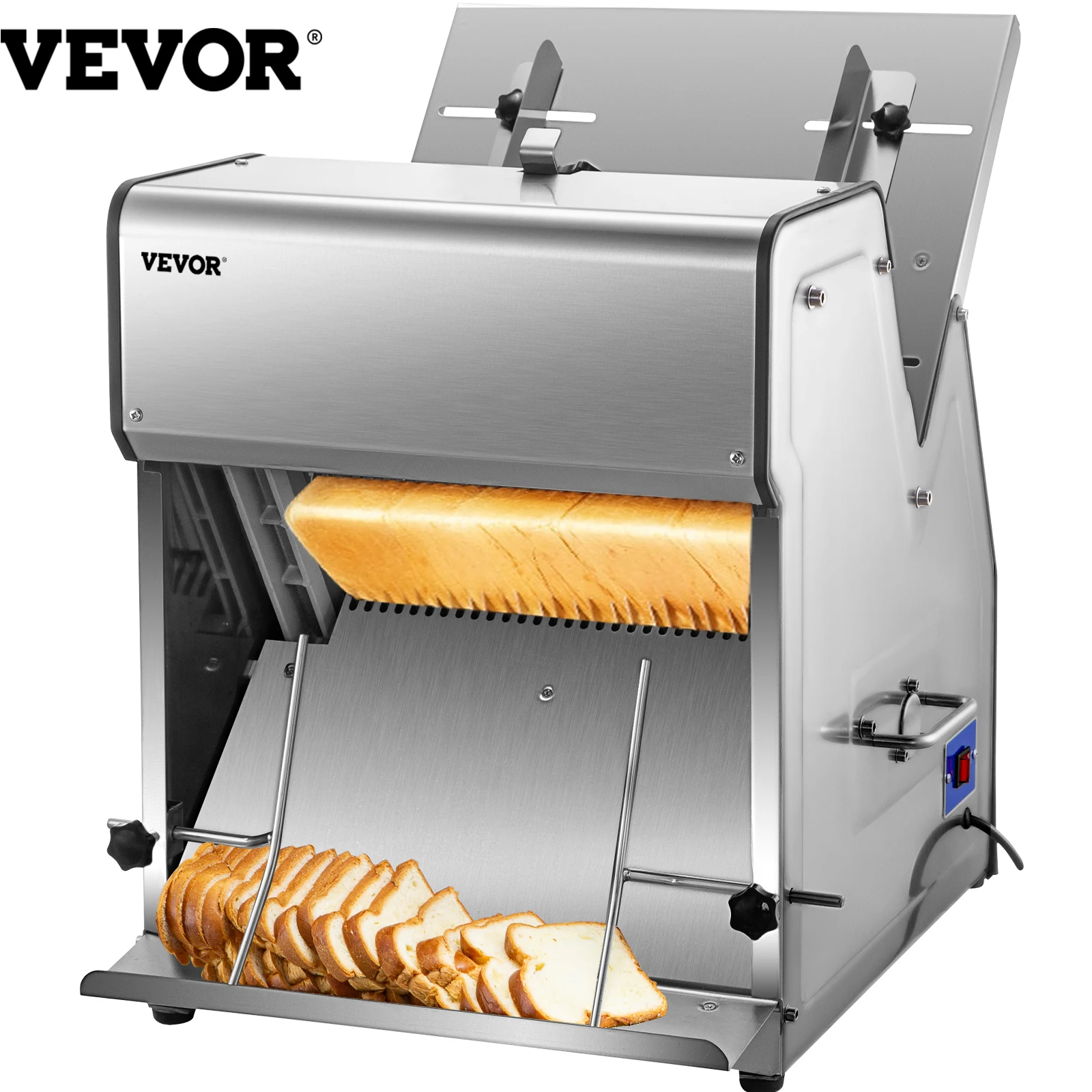 VEVOR Commercial Bread Slicer 370W Stainless Steel 12mm Blades Electric Bread Cutting Machine Kitchen Appliance Toast Processor