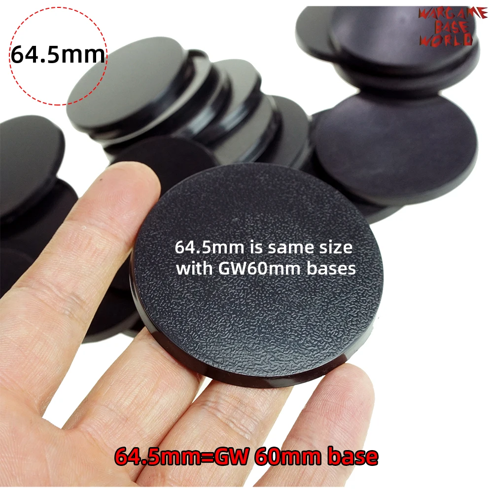 Bases redondas de 64,5mm para juegos, Bases de plástico negras, figuras de resina, Kit de Bases de resina