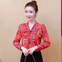 Aliexpress - Bow Print Chiffon Shirt Women’s 2021 Spring And Autumn New Korean Version Loose Cover Meat Fashion Temperament Top  B055