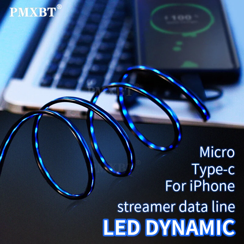Glow LED Lighting Fast Charging Sync Data USB Type C Cable Phone Micro Charger Wire for iPhone Huawei Samsung | Мобильные телефоны