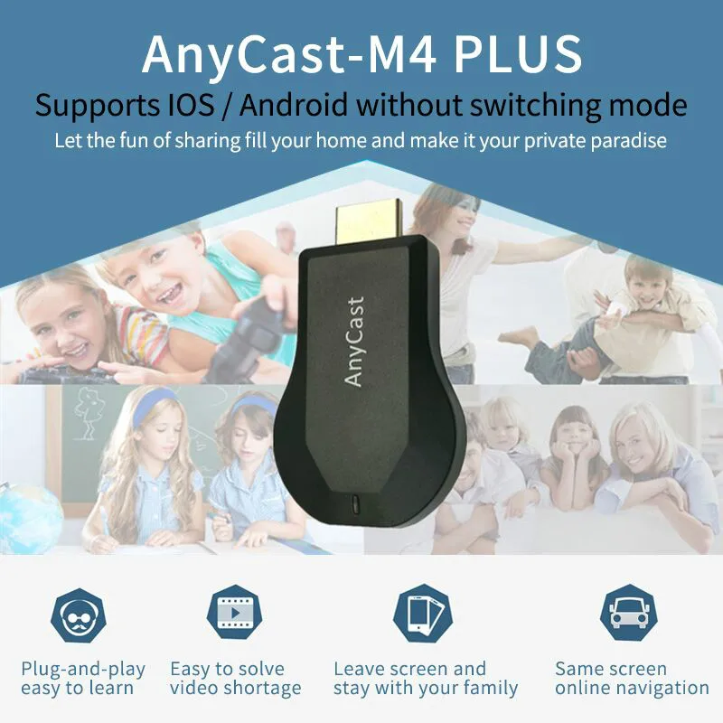 1 шт. Anycast m4plus зеркальное несколько ТВ-палок адаптер мини Android mirascreen литой HDMI WiFi ключ 1080P новейший