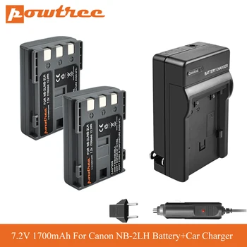 

POWTREE 1700mAh NB-2L NB-2LH NB 2L nb2l NB2LH battery+Car Charger for Canon EOS 400D S80 S70 S50 S60 350D G7 G9 Kiss N X Rebe XT
