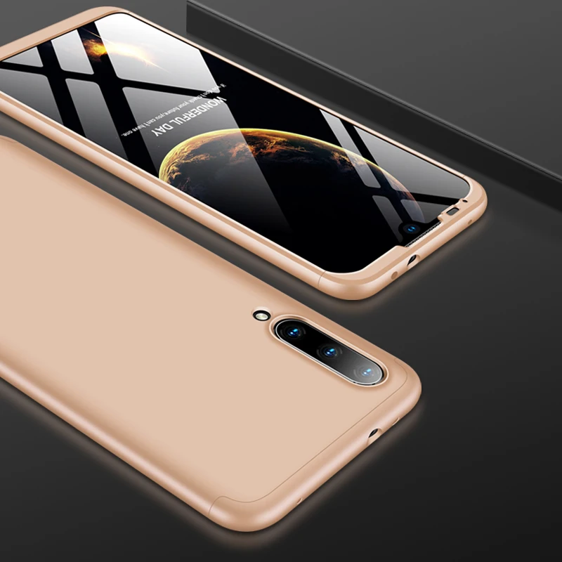 360 градусов чехол для Xiaomi Mi A3 чехол 3 в 1 Жесткий Защитный матовый чехол для Xiaomi Mi CC9e CC 9e чехол 6,09 дюймов - Цвет: Золотой
