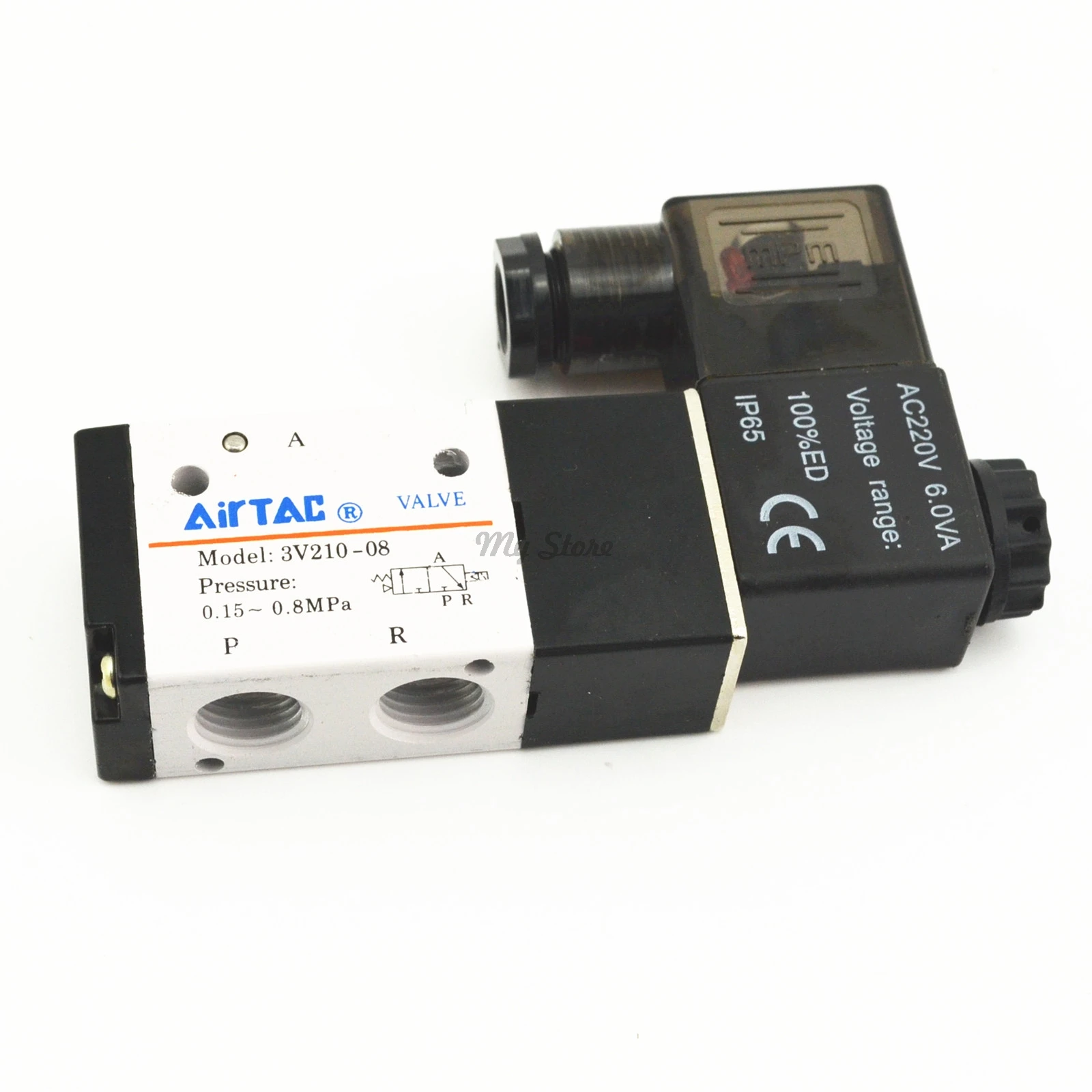 Fevas AC110V 3V210-08 3 Way 2 Position 1/4 Pneumatic Solenoid Valve Alumium Body Fevas AC110V 3V210-08 3 Way 2 Position 1/4 Pneumatic Solenoid Valve Alumium Body