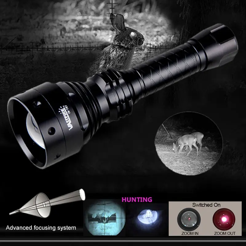 LED 7W Zoomable Infrarot Taschenlampe Flash Jagd Torch Nachtsicht IR Licht 