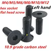 10.9 grade M4M5M6M8M10M12 black carbon steel left hand threaded hex socket flat head countersunk  screws bolts hardware764 ► Photo 1/5