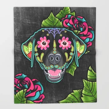 

Sugar Skull Blanket Cool Design Labrador Retriever Fleece Blankets and Throw Blanket for Beds Christmas Decorations for Home