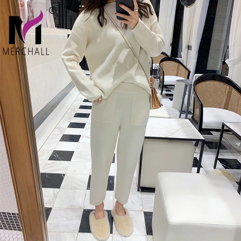 

Women Sweater Two Piece knitted Sets Slim Tracksuit 2020 Spring Autumn Fashion Sweatshirts Sporting Suit Female
