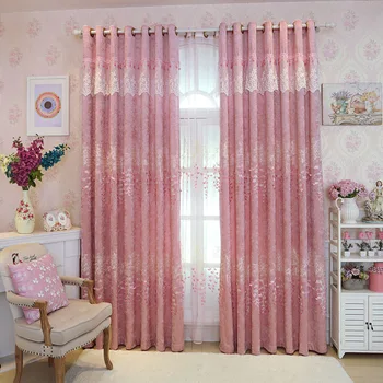 

American pastoral small fresh cashmere relief embroidered love shading windows curtains for living room bedroom dining room