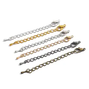 

10pcs/lot 55mm Gold/Sliver Color Extended Extension Tail Chain Connector For DIY Jewelry Making Findings Bracelet Necklace