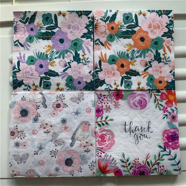 Paper Napkins for Decoupage Floral/ Bird/Garden/Four Pieces