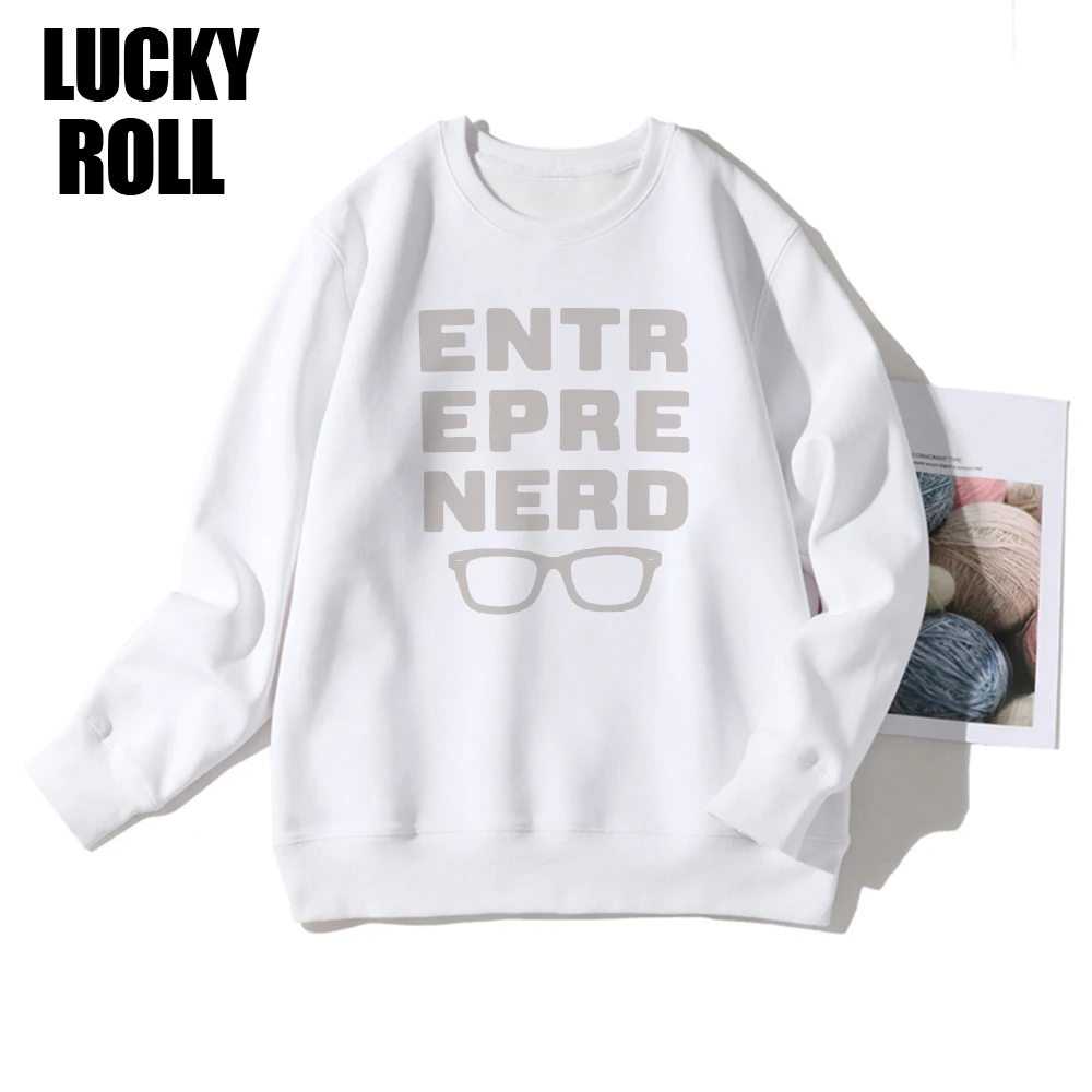 

LUCKYROLL Entreprenerd Womens Clothing Sweatshirts Workplace White Sweatshirt Pullovers Twitter Vogue Office Lady Pullover