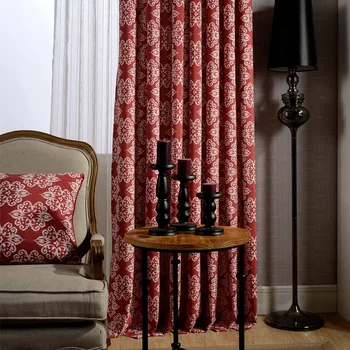 

Modern Red Cotton Linen Curtains for Living Room Luxury Bedroom Vintage Drapes Sheer Curtain Home Decor