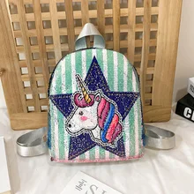 Новая школьная сумка с Микки Маусом, конвертируемая картинка, цвет, изменение, блестки, единорог, женский рюкзак, мультфильм, привлекательный Детский рюкзак