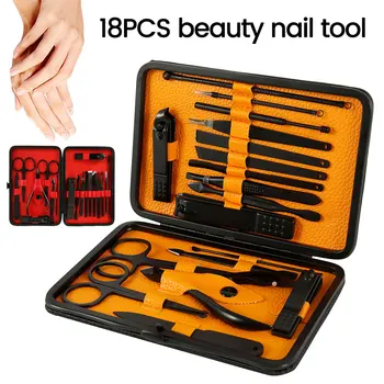 

18pcs Stainless Steel Nail Clippers Professional Pedicure Grooming Kit Nail Scissors Kit Tweezer Manicure Beauty Tools Kit
