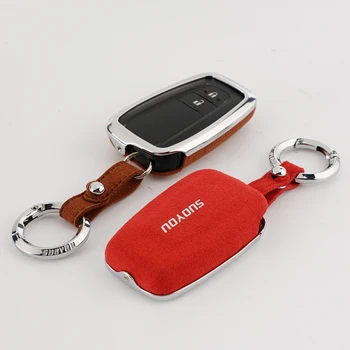

Suede Leather Car Key Fob Cover Case For Toyota CHR Camry Prius Prado 2016-2018 Aygo RAV4 Corolla 2018 2/3 Buttons Remote Pad