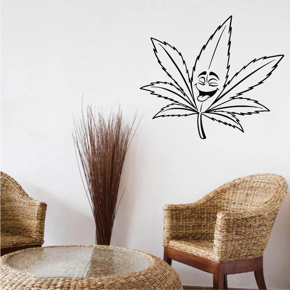 Weed Face Wall Decal Rastafarian Hookah Club Vinyl Wall Stickers Home Decoration Accessories For Living Room Art Deor C886