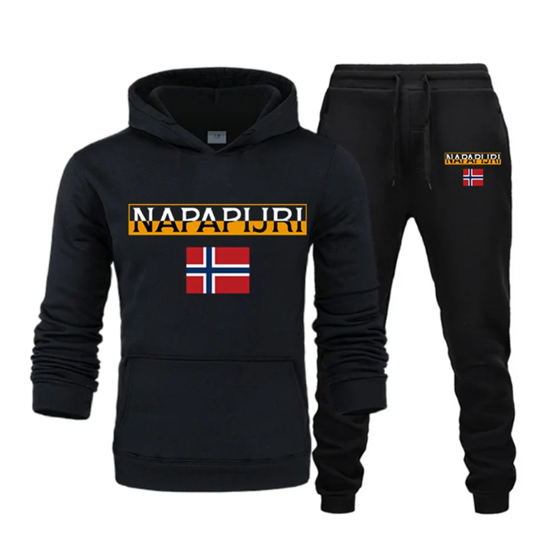 

New men Hoodie set tracksuit Sweatshirt set Fleece Hoodie + sweatpants jogging Homme pullover sweatsuit for men