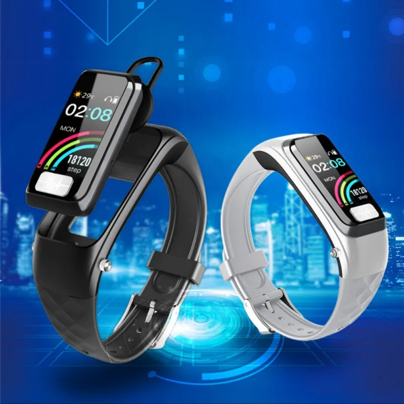 

Sports Bracelet Bluetooth Earphone Fitness Track Heart Rate Monitor Smart Band 2 In 1