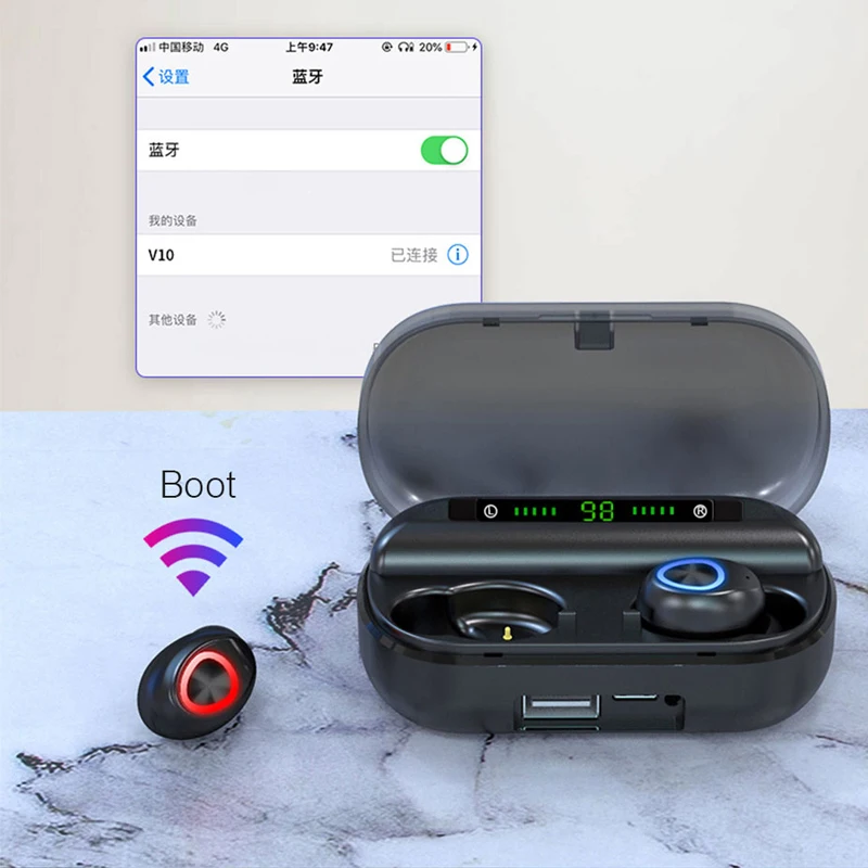 

Wireless Bluetooth Earphone Touch 9D Stereo TWS Bluetooth 5.0 Digital LED Display With Charger Box For Sports Headphones Headset