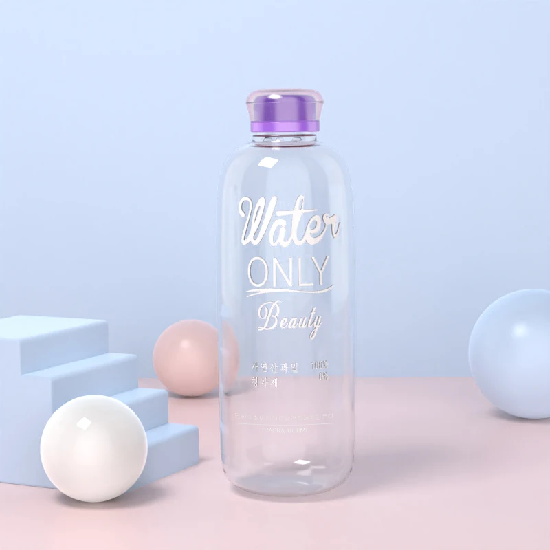 600 мл 1000 мл креативная стеклянная бутылка Студенческая портативная большая емкость прекрасная прозрачная портативная Спортивная бутылка для воды - Цвет: Purple 1L