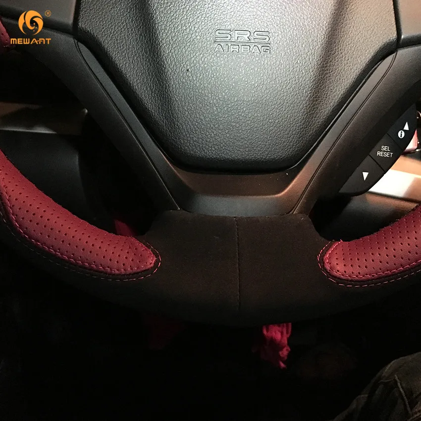 MEWANT винно красный кожаный черный замшевый автомобильный чехол на руль для Honda CRV CR