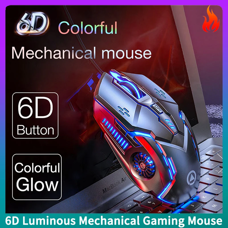 VAORLO YINDIAO G5 6D Button 7 Colors Luminous Mechanical Gaming Mouse ESports RGB Mute Wired