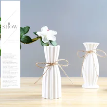 Нордическая керамическая ваза офисные аксессуары для дома украшения простые белые вазы для украшения свадьбы цветочные вазы подарки LC